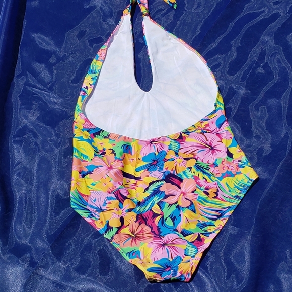 Halter Swimsuit | Floral Hibiscus | Size Large - Picture 2 of 4